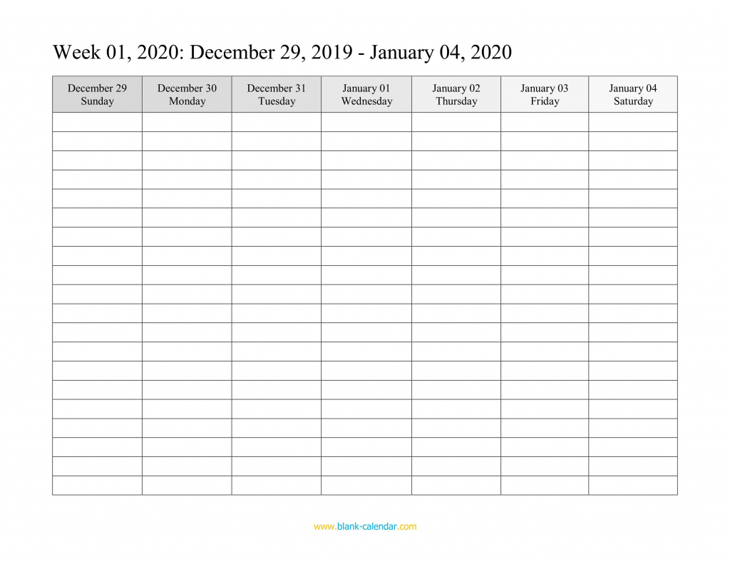Weekly Calendar 2020 With Time Slots Calendar Template 2021