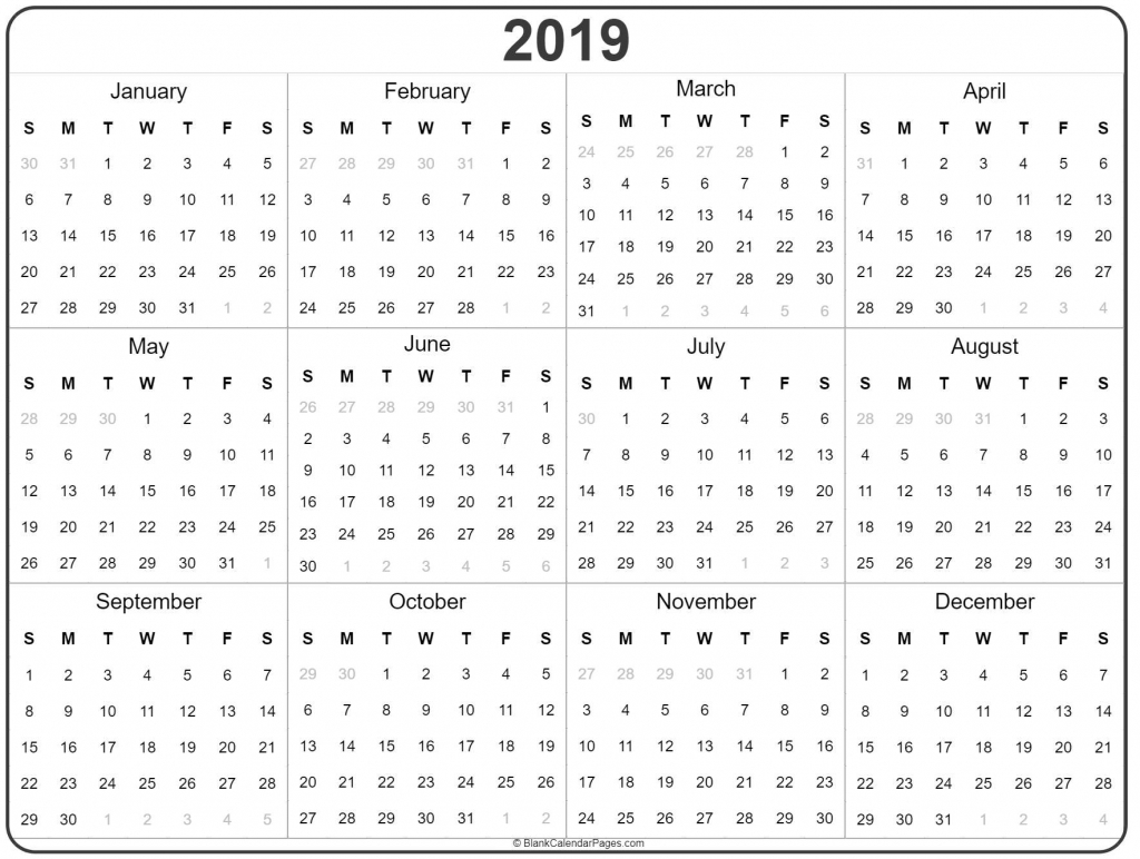 2019 year calendar yearly printable calender for the next 5 years to print