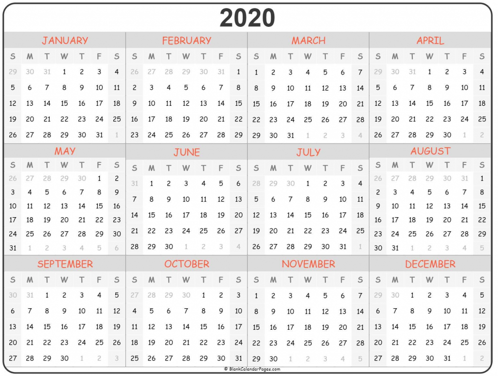 2020 year printable calendar calender for the next 5 years to print