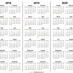 3 Year Calendar 2018 2019 2020 Printable 3 Year Calendars