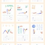 A Printable Illustrated Yoga Calendar For 2019 With A Cat 8 X 11 5 Printable Calendar
