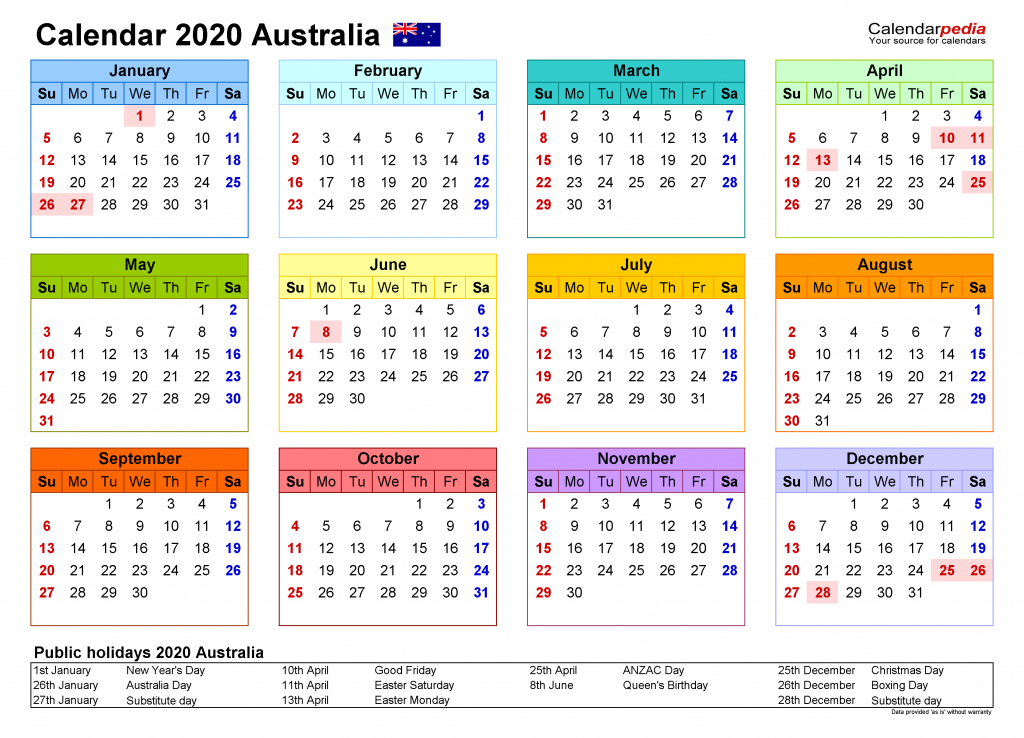 australia calendar 2020 free printable excel templates online day counter calendar 2020