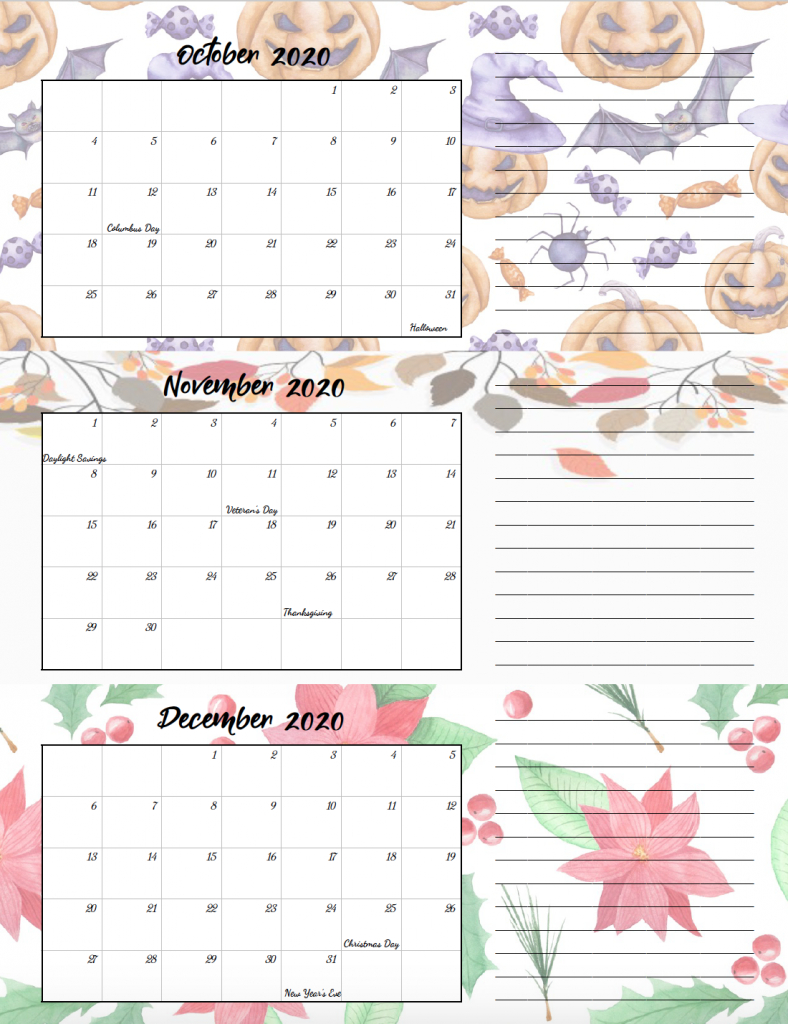 free printable 2020 quarterly calendars with holidays 3 printable monthly calendar 2020 with my little ponies