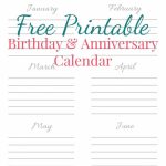Free Printable Birthday Anniversary Calendar Birthday Birthday And Anniversary Tracker Template