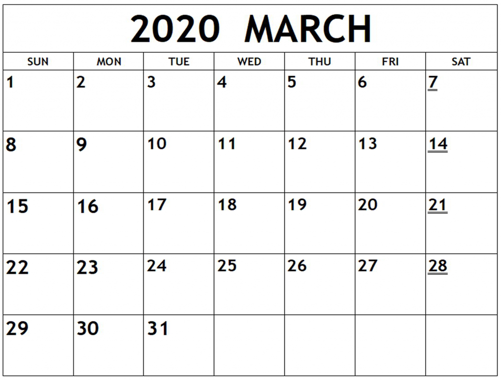 March 2020 Calendar Excel Sheet Free Printable Calendar Printable Countdown Calendar To March 25th