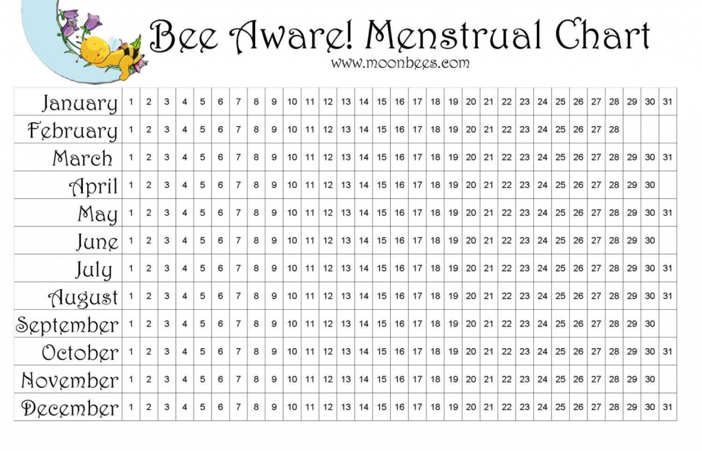 printable menstrual chart like the waxing and waning of printable period calendar for girls
