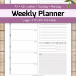 Vertical Weekly Planner Printable A5 Student Planner Printable Student Calendar 2020 2020