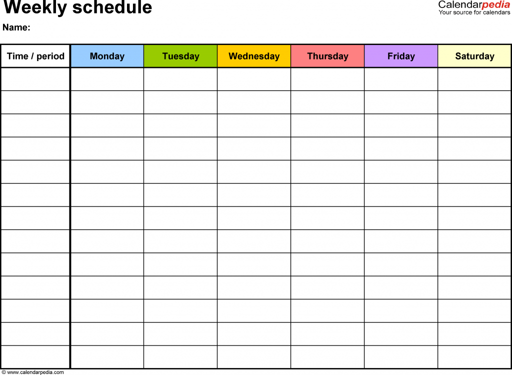 weekly schedule template for word version 7 landscape 1 6 week schedule template