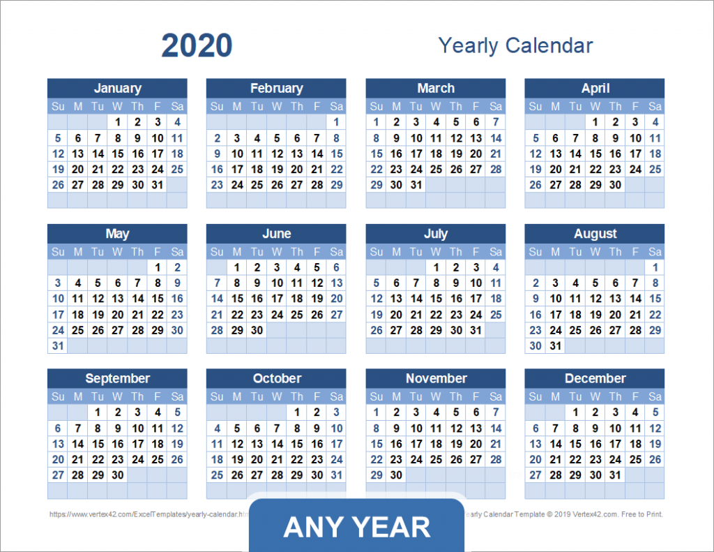 Yearly Calendar Template For 2020 And Beyond Ten Year Calendar Printable