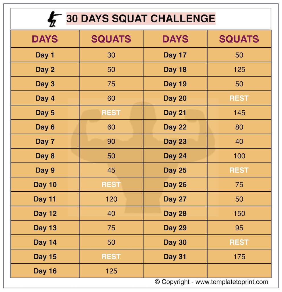 30 day squat challenge printable calendar squat workout at 30 squat challenge printable copy