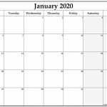 January 2020 Monday Calendar Monday To Sunday Printable Calender Starting Friday