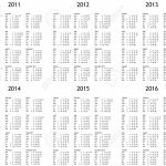 Multi Year Calendar 2011 2012 2013 2014 2015 2016 10 Year Calander