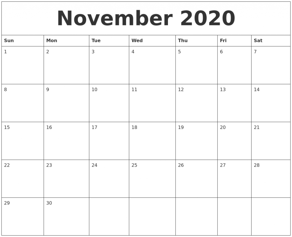 november 2020 calendar printable calender starting friday