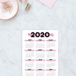 Pink Printable Calendar 2020 Wall Calendar Year At A Glance At A Glance Desk Calendar 2020