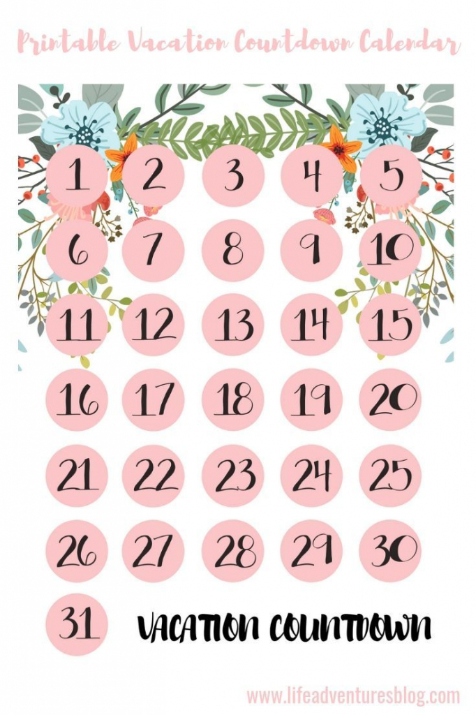 Free Printable Vacation Countdown Calendar Calendar Template 2023