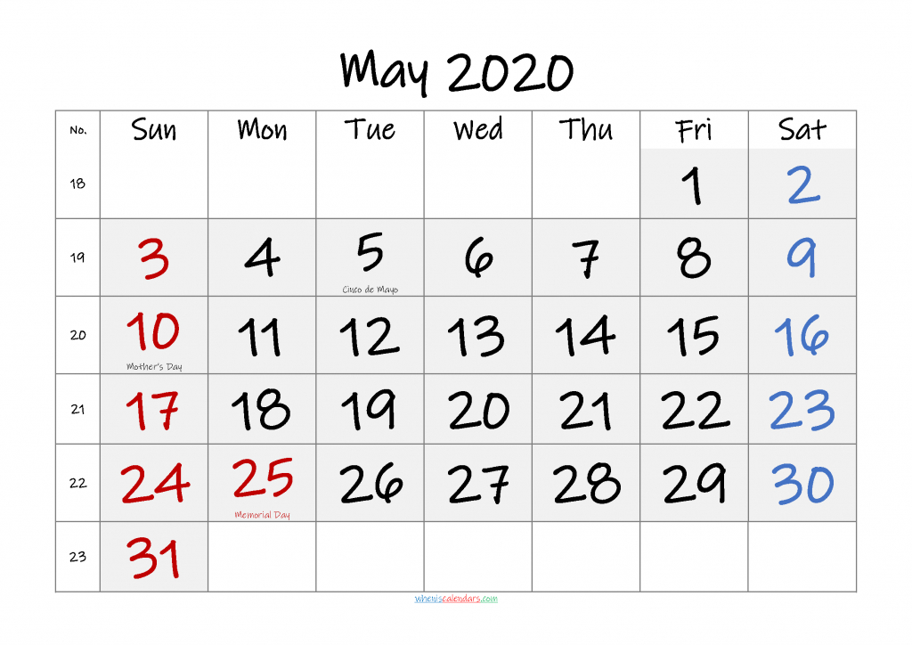 free printable may 2020 calendar pdf template noif20fm53 six week calendar printable pdf no weekend