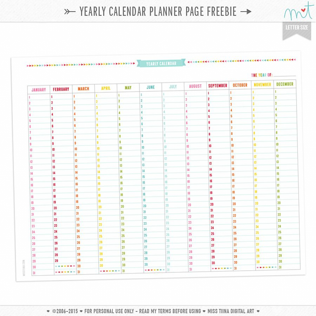 free yearly calendar planner page printables yearly organiser calendar template