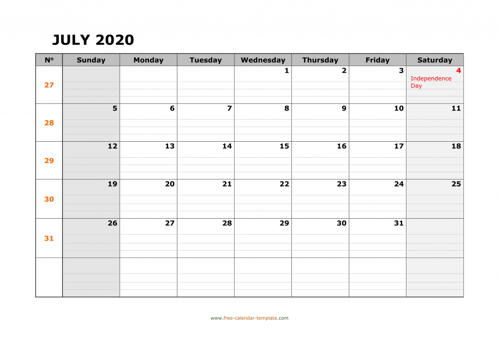 july 2020 calendar free printable with grid lines designed free printable picture calendar with lines
