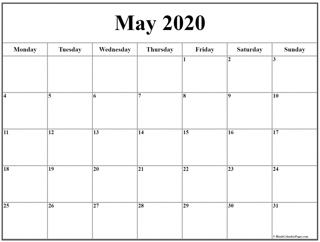 may 2020 monday calendar monday to sunday blank calendar starting with monday the 1