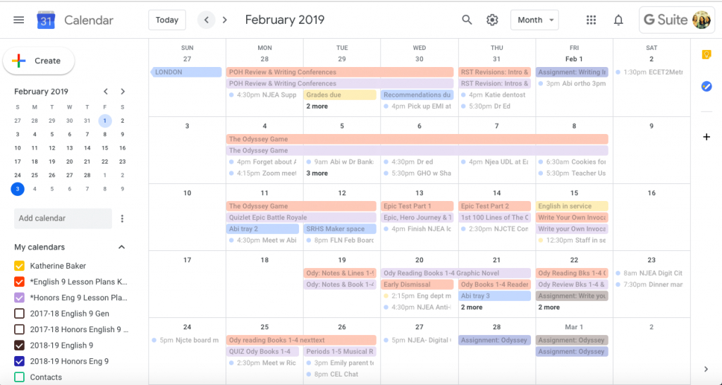 quick paperless lesson planning with google calendar and lesson plan on calendar