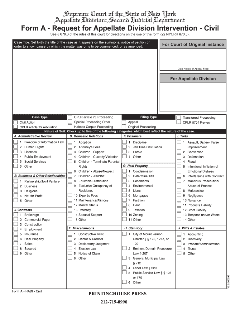 radi form 2nd department fill online printable fillable appeals calendar 2nd department