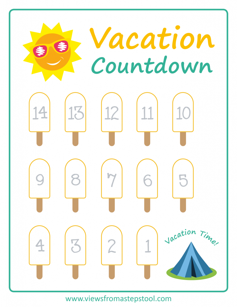 Summer Vacation Countdown Printables Vacation Countdown Holiday Countdown Template Printable
