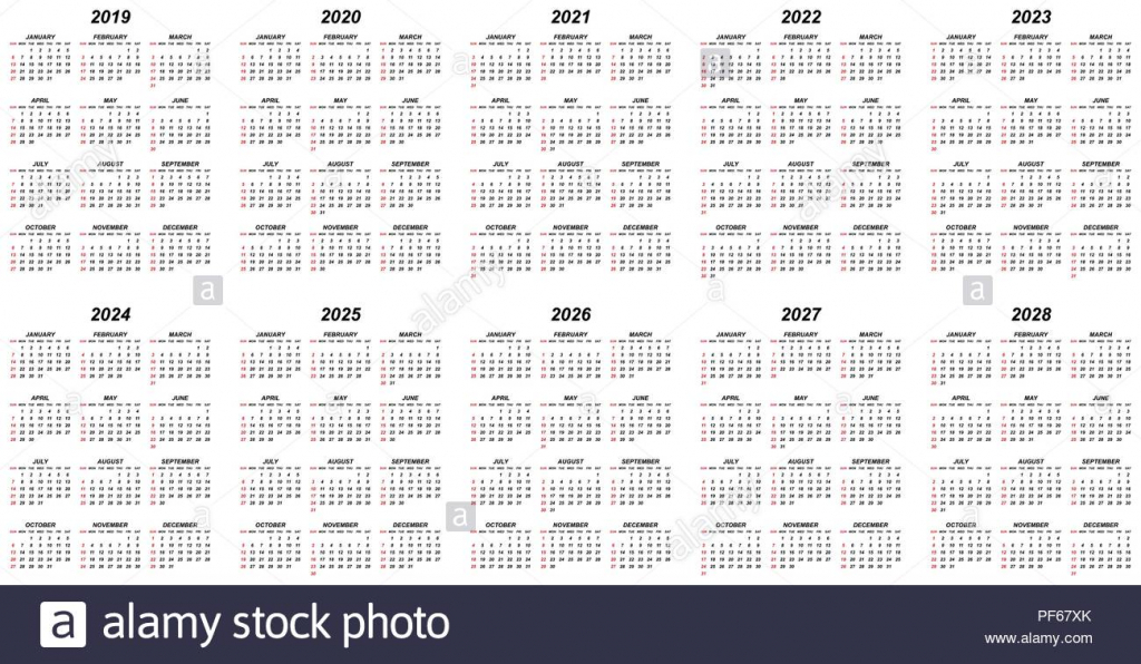 ten years simple editable vector calendars for year 2019 10 years calener