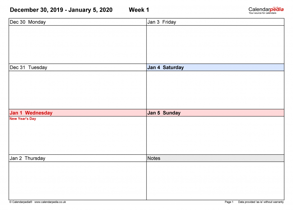 weekly calendar 2020 uk free printable templates for word six week calendar printable pdf no weekend