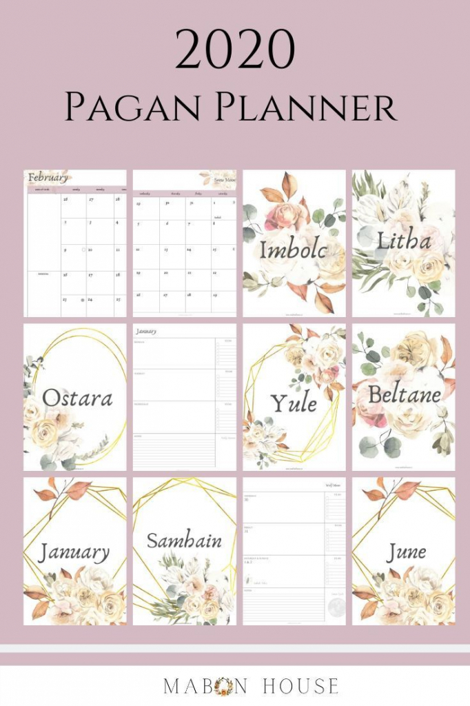 2020 pagan planner in 2020 calendar monthly planner day printable wiccan calendar 2020