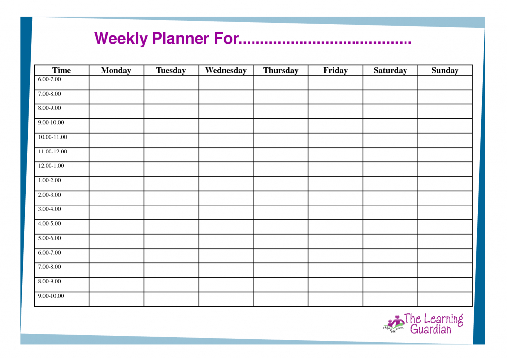 Free Printable Weekly Calendar Templates Weekly Planner Calendarfor One Week
