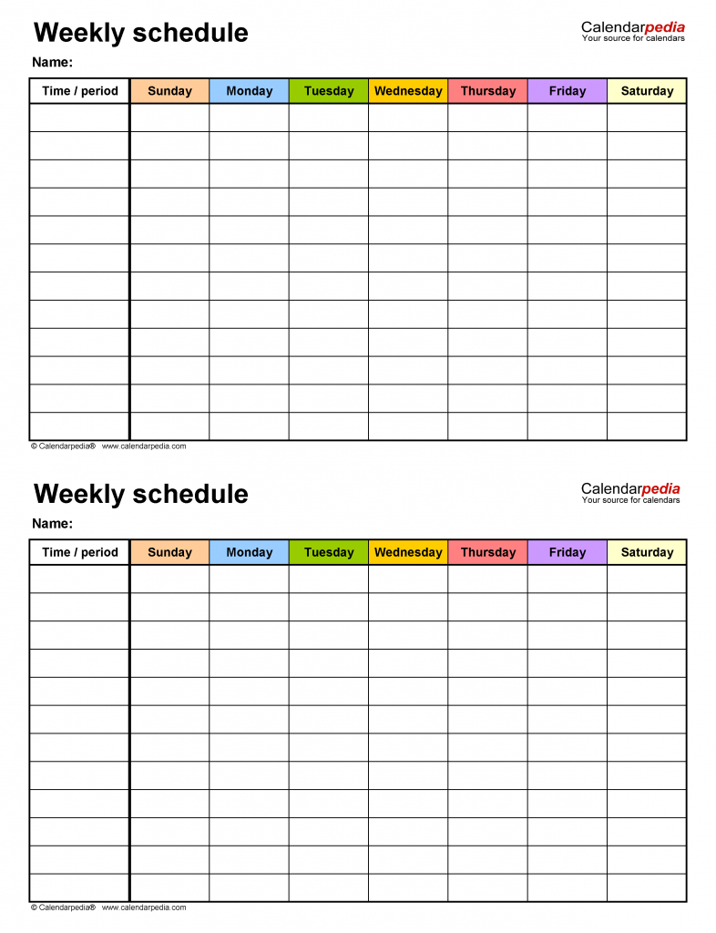 Free Weekly Schedule Templates For Word 18 Templates Calendarfor One Week