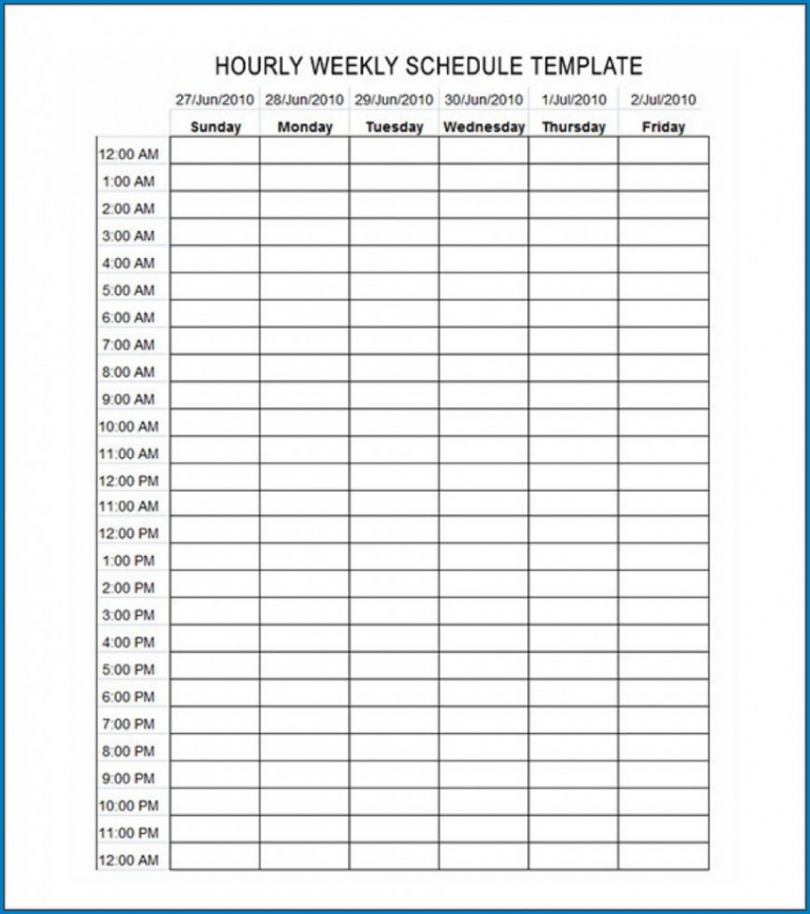 hourly schedule template word addictionary weekly hoursly calendar