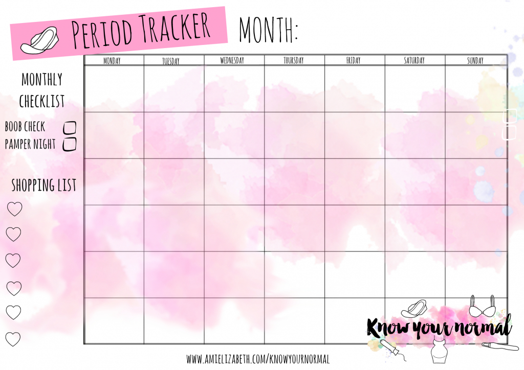 know your normal period tracker bullet journal period menstrual calendar template