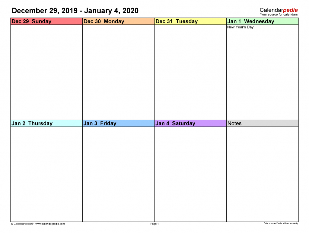 1 Week Blank Calendar Printable Calendar Template 2023