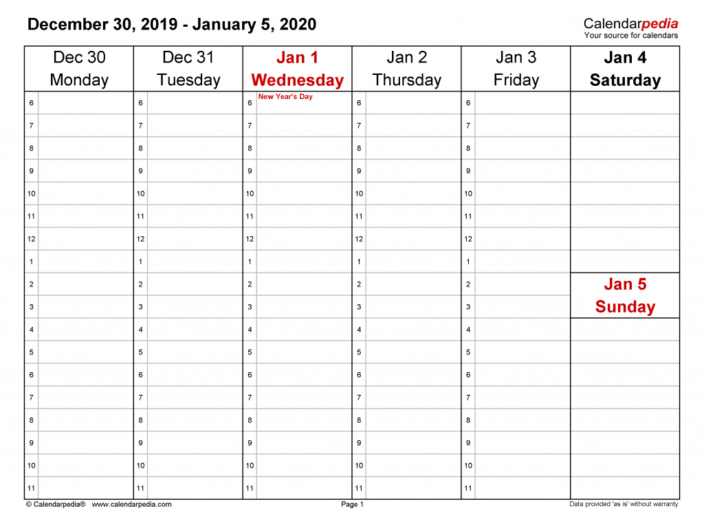 Weekly Calendars 2020 For Word 12 Free Printable Templates 2020 Weekly Calendar With Hours Printable