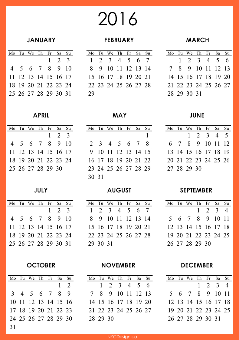 2016 calendar free large images printable calendar
