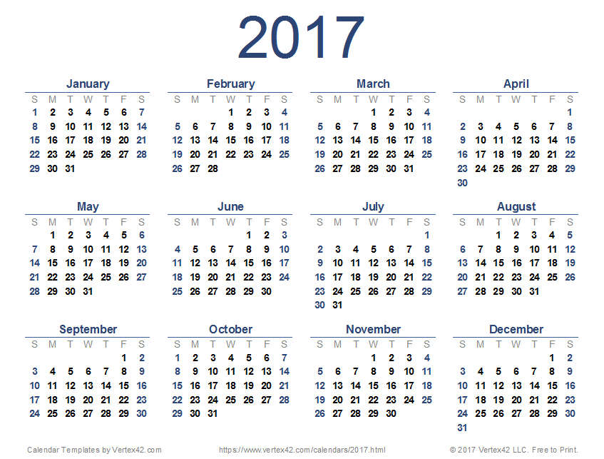 2017 calendar pdf calendar yearly printable