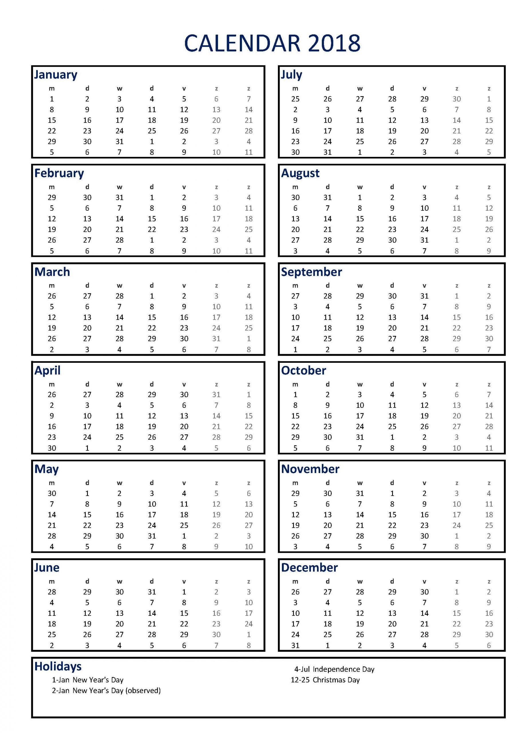 2018 calendar a3 portrait ms excel template templates at