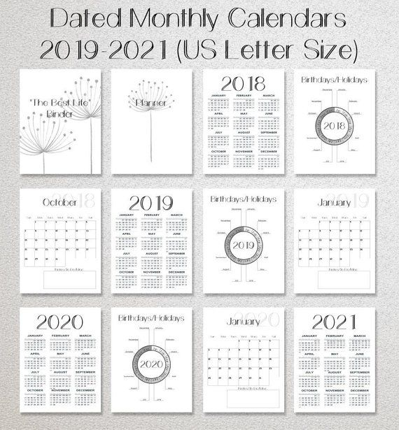 2019 2021 Monthly Printable Calendars Instant Digital