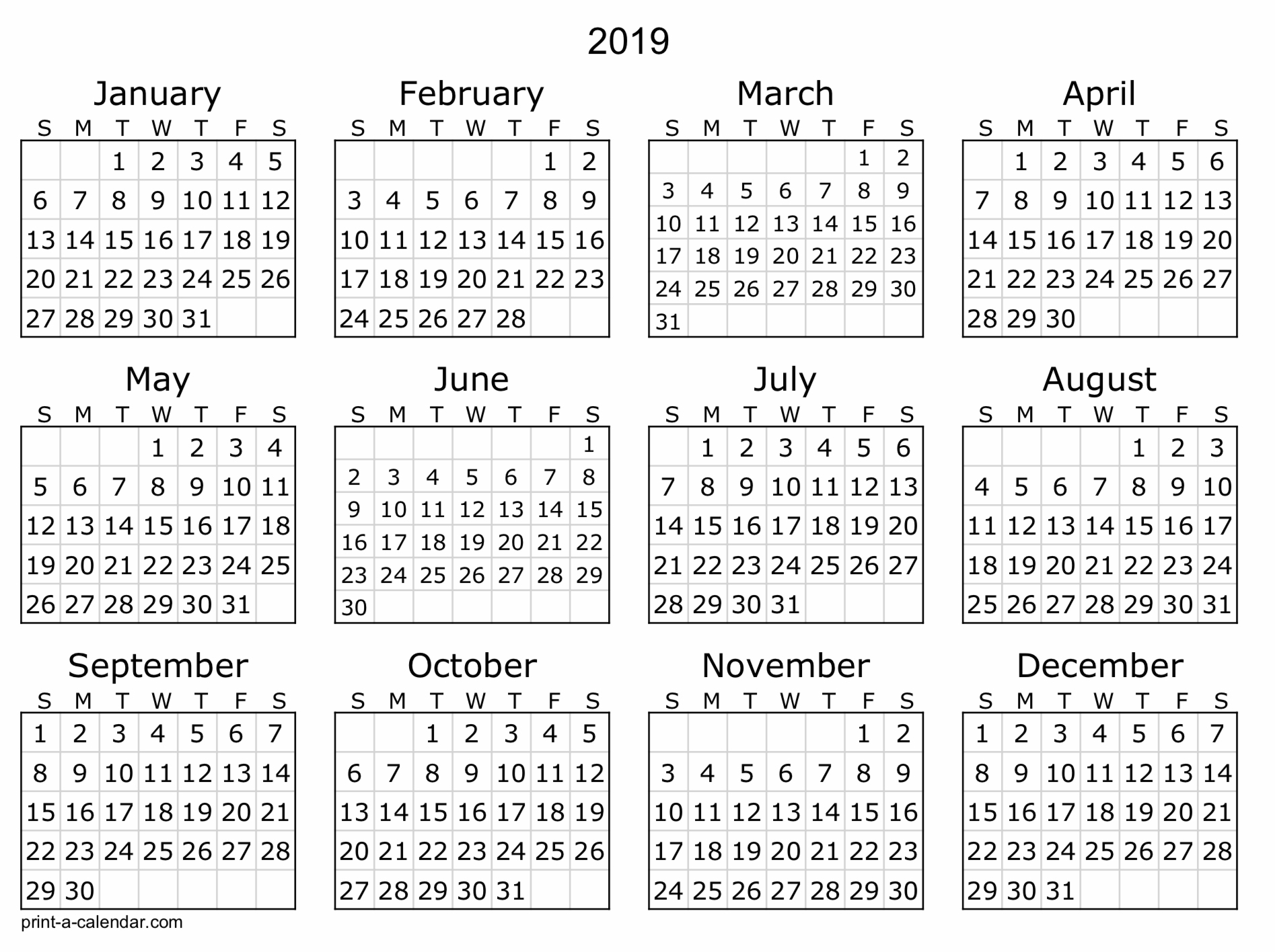 2019 Free Printable Calendar Templates A Mothers Random