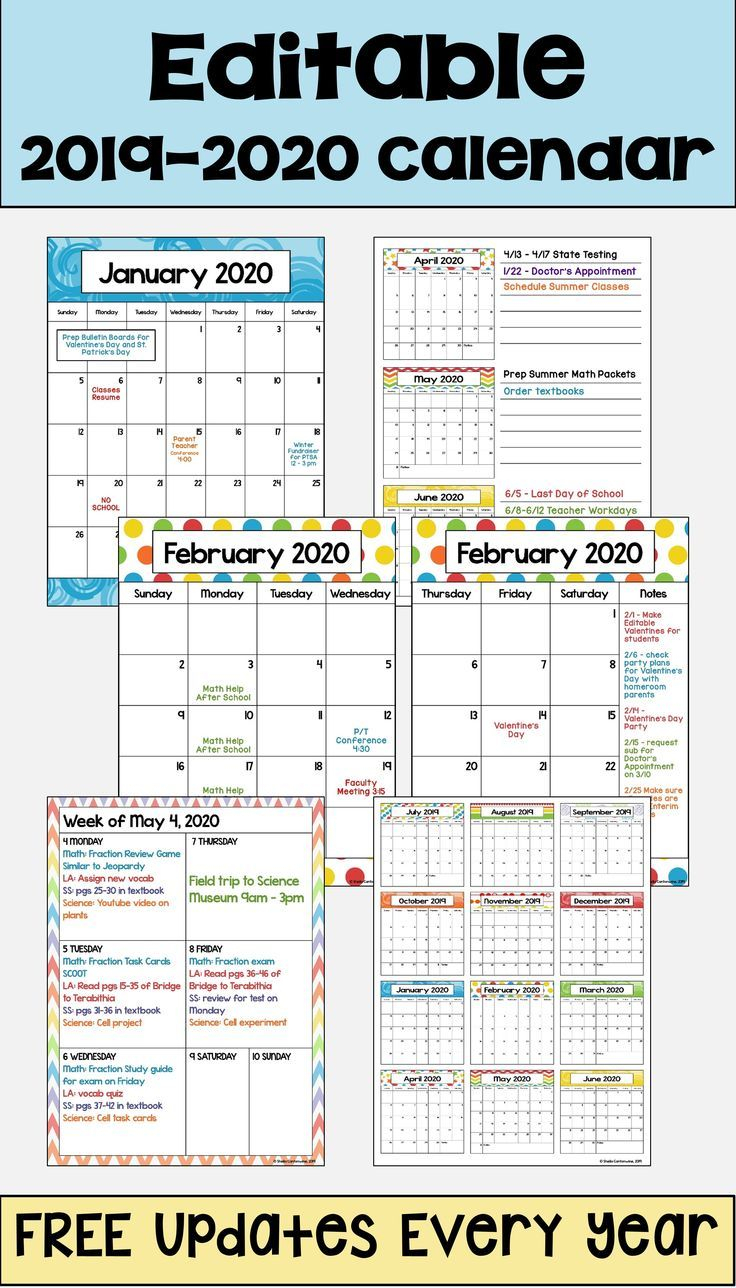 2020 2021 Calendar Printable And Editable With Free 1