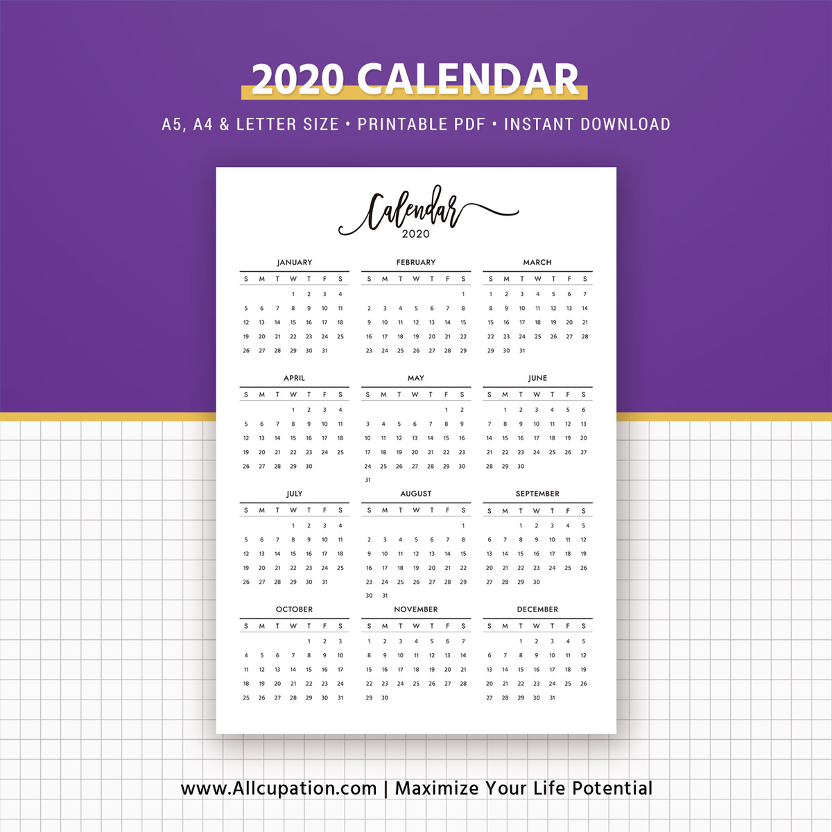 2020 2021 Calendar Printable Calendar Planner Design