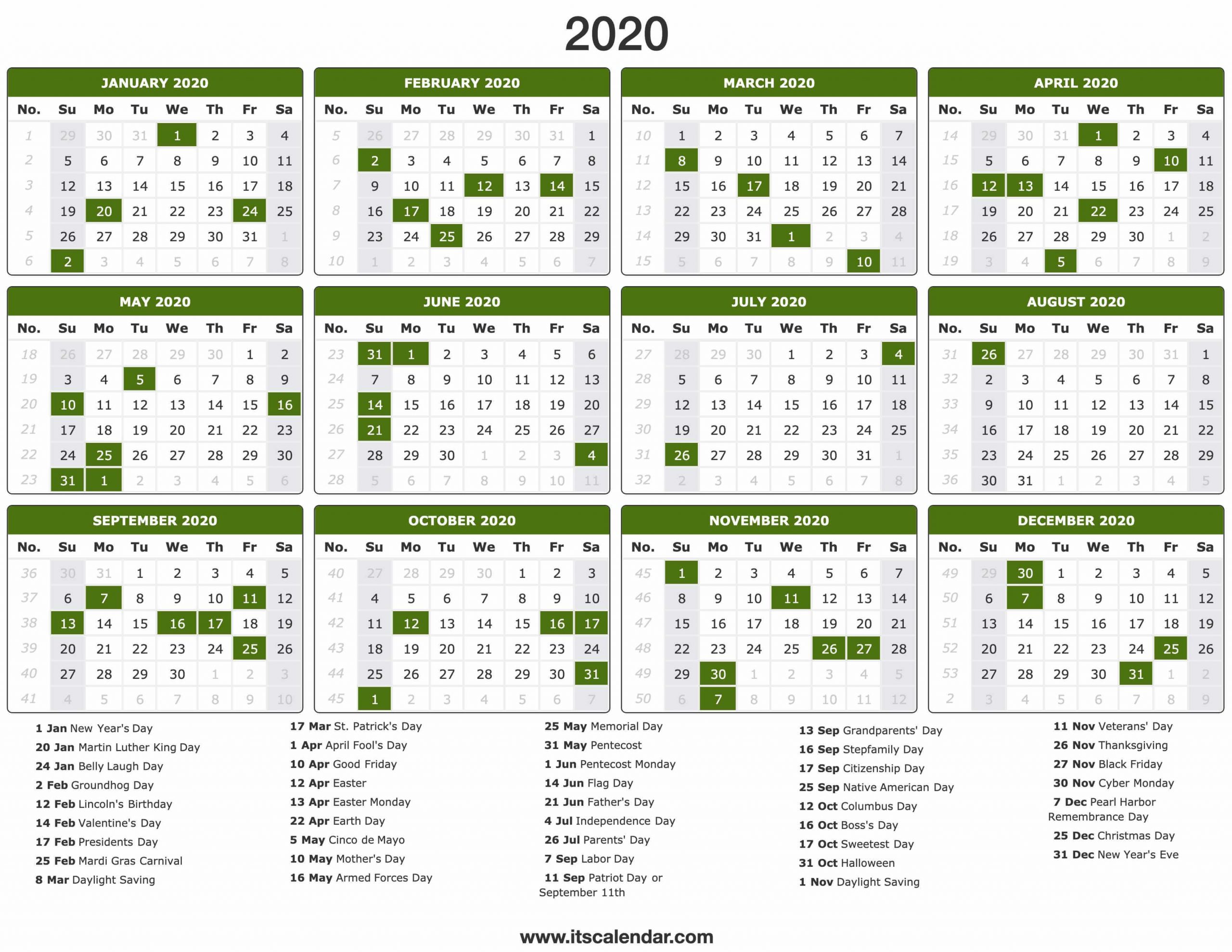 2020 calendar printable 2020 calendar