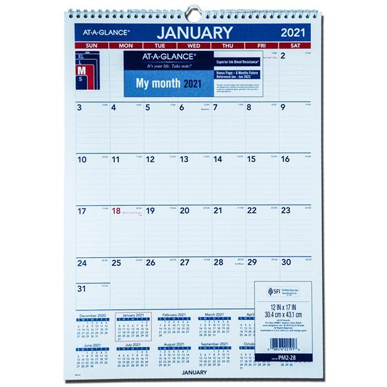 2021 at a glance pm2 28 monthly wall calendar 12 x 17 2
