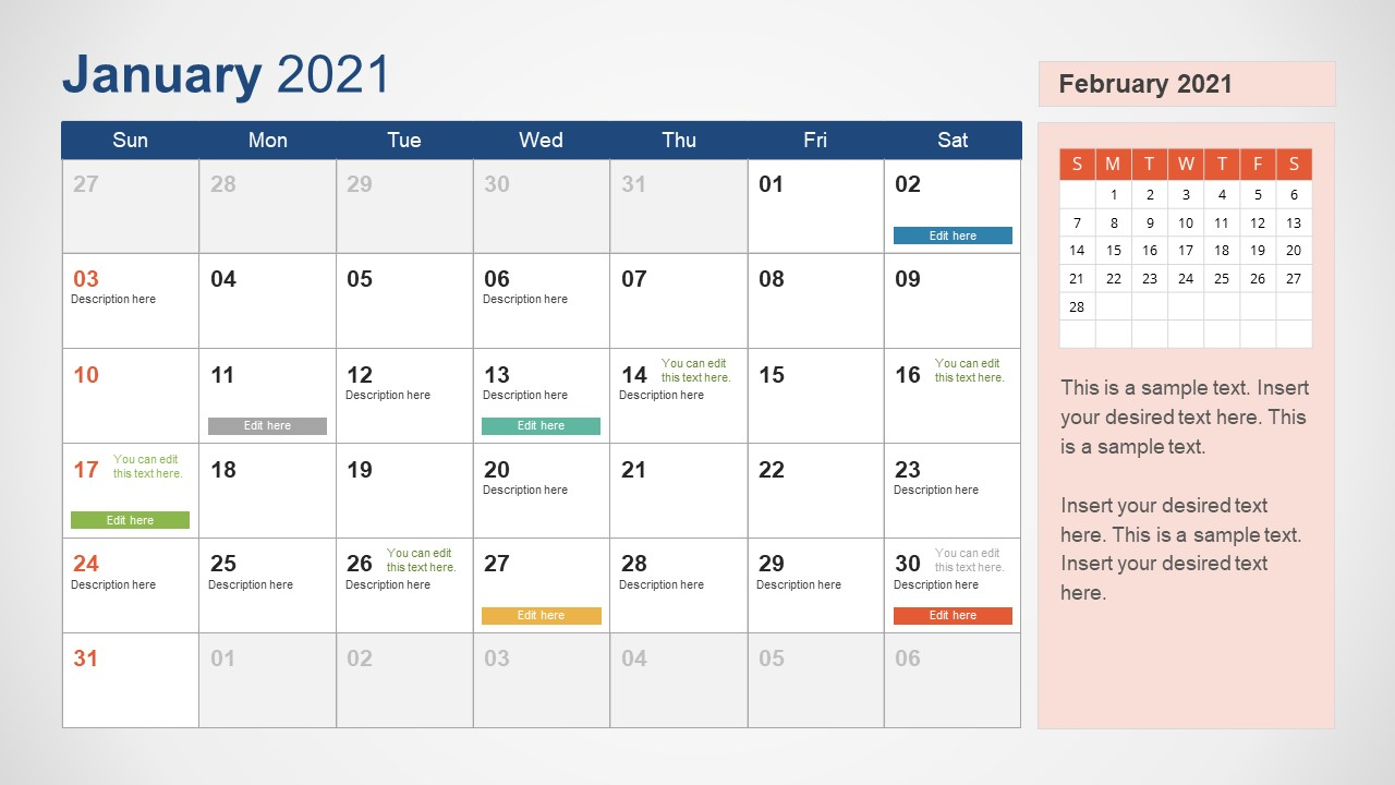 2021 Calendar Powerpoint Template Slidemodel
