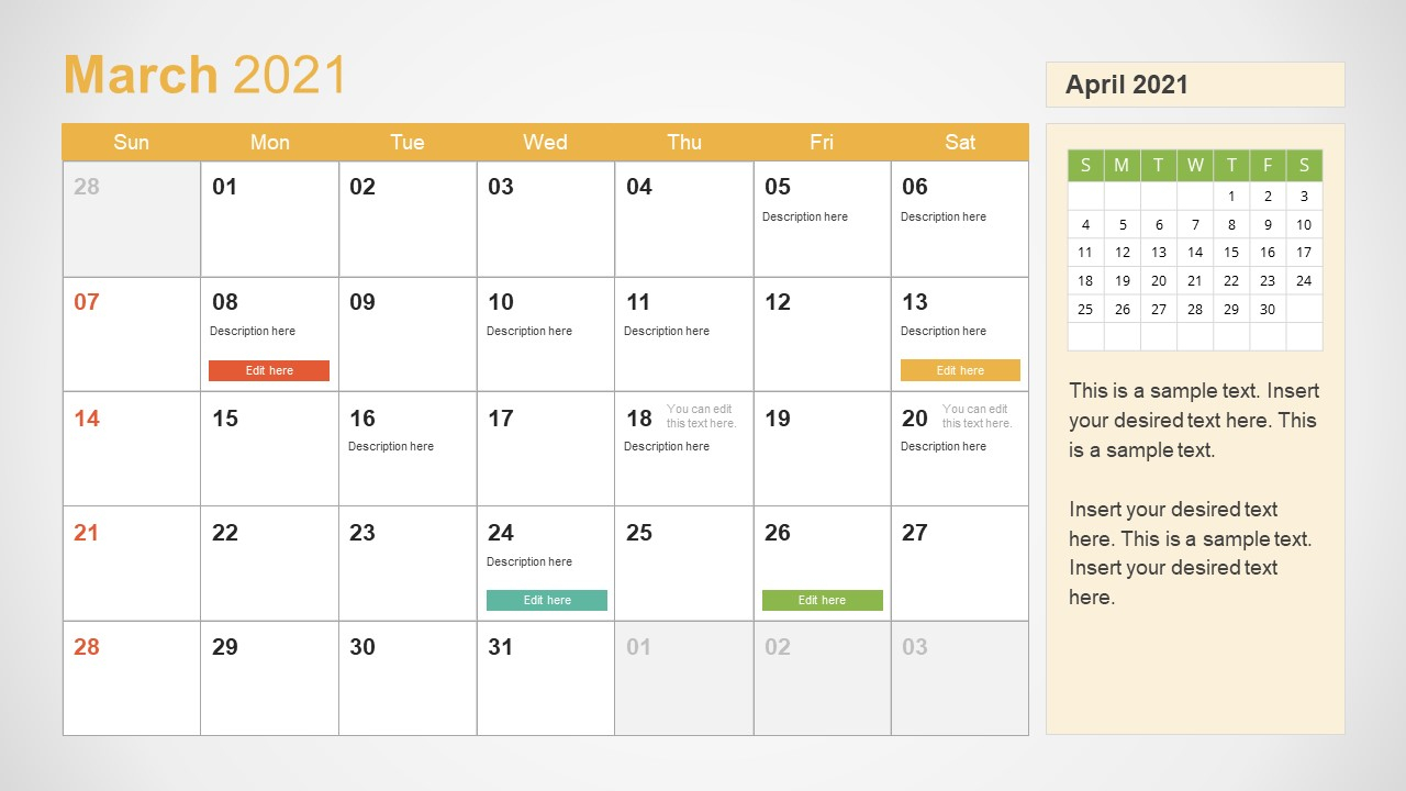 2021 calendar template march powerpoint slidemodel