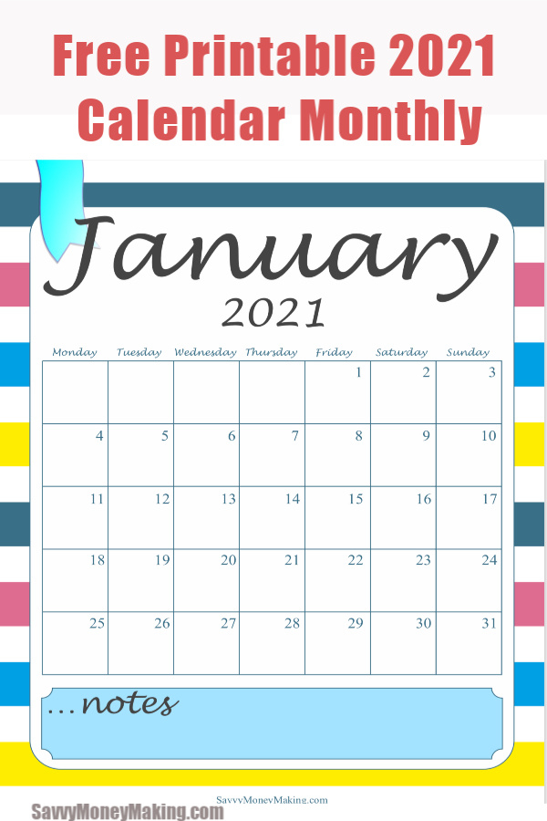 2021 Monthly Calendar Printable Free Monthly Calendar