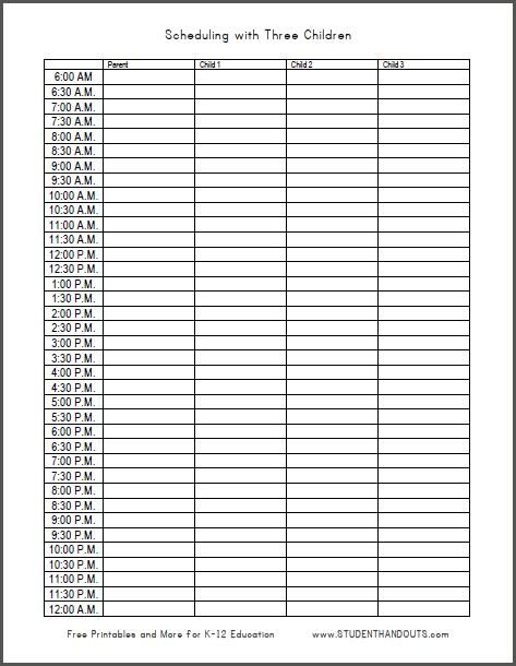 24 Hour Daily Schedule Template Printable Daily Schedule