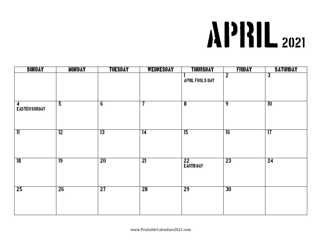 65 april 2021 calendar printable with holidays blank