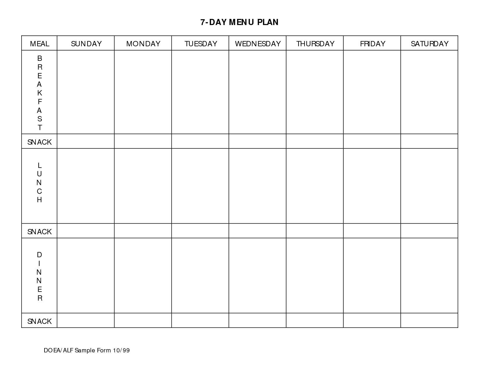 7 Day Meal Planner Template Day Planner Template Meal